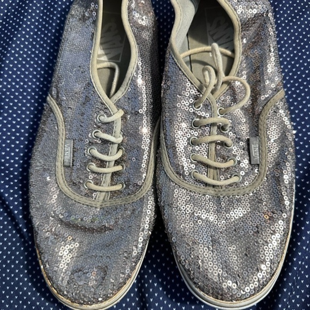 Vans Silver Sneakers with Shimmery Canvas
